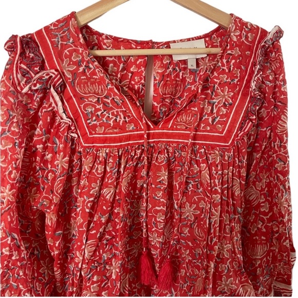 Cleobella red ruffle blouse - Picture 3 of 5